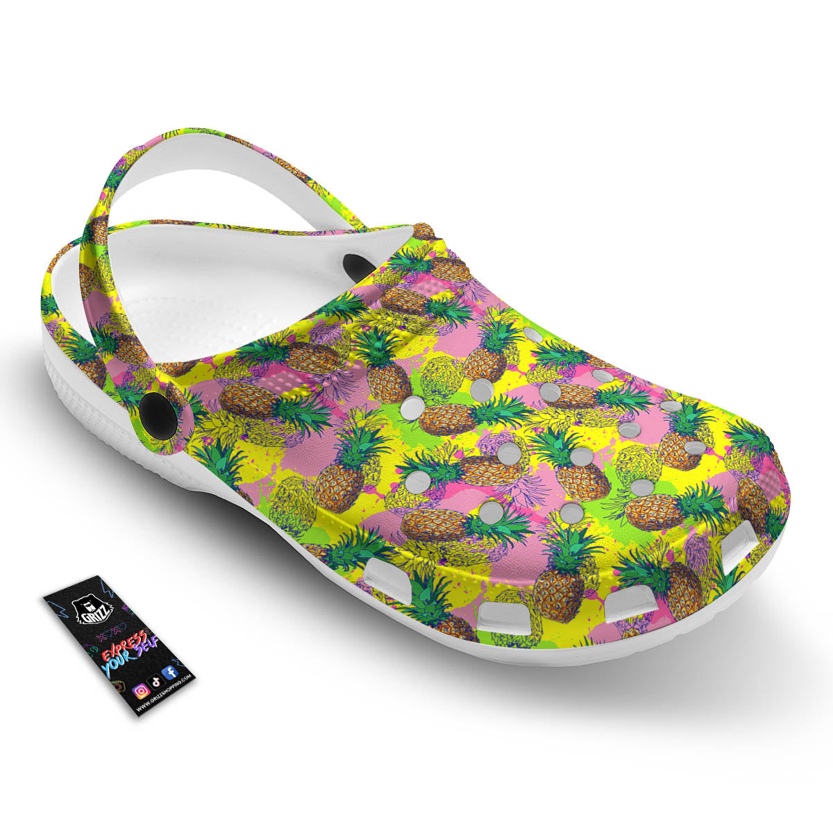 Pineapple Aloha Colorful Print Pattern Clog-grizzshop