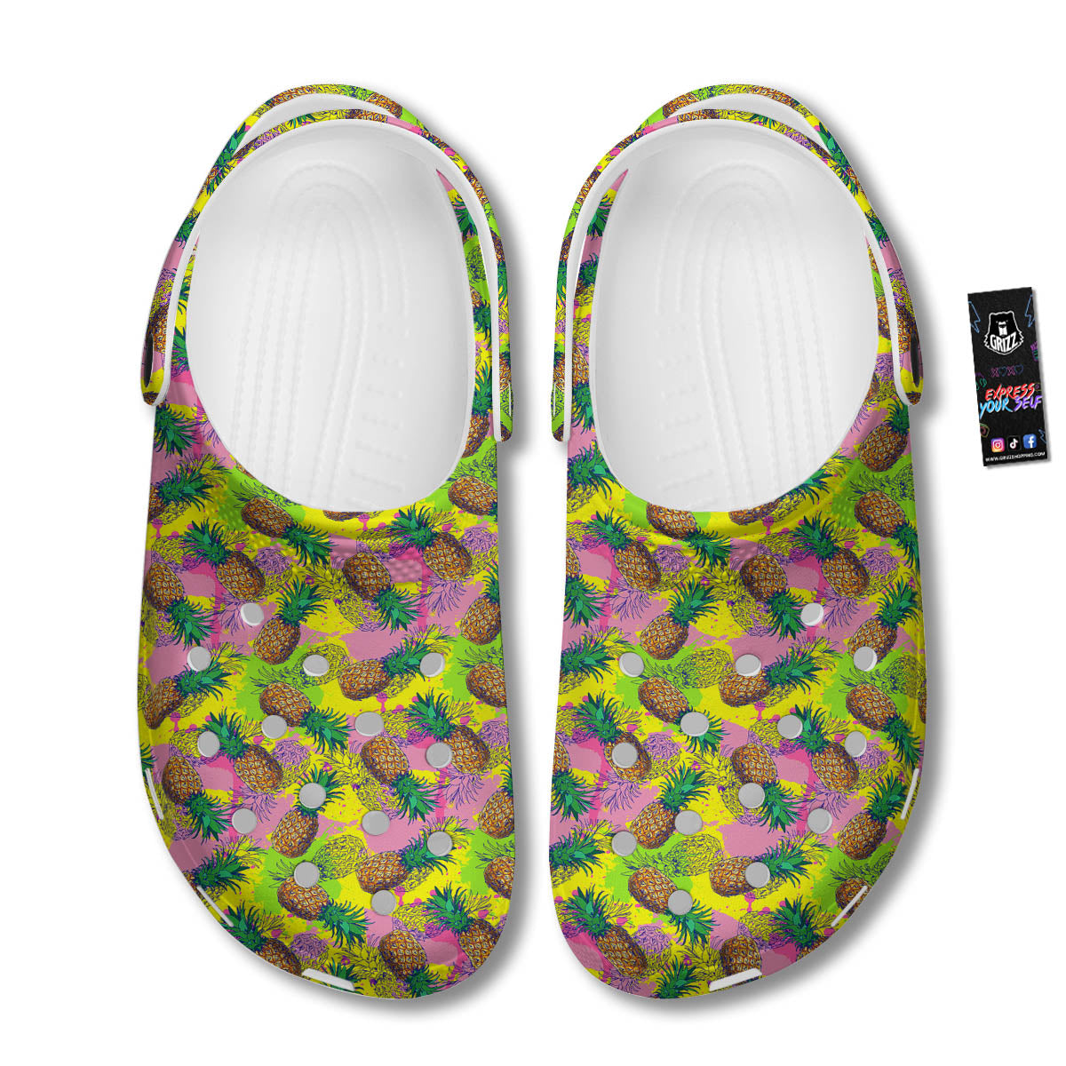 Pineapple Aloha Colorful Print Pattern Clog-grizzshop