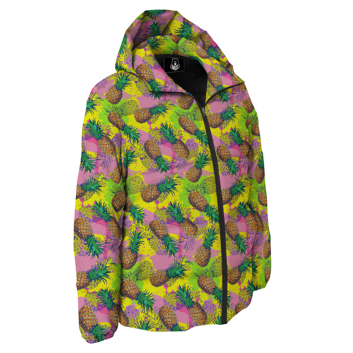 Pineapple Aloha Colorful Print Pattern Down Jacket-grizzshop