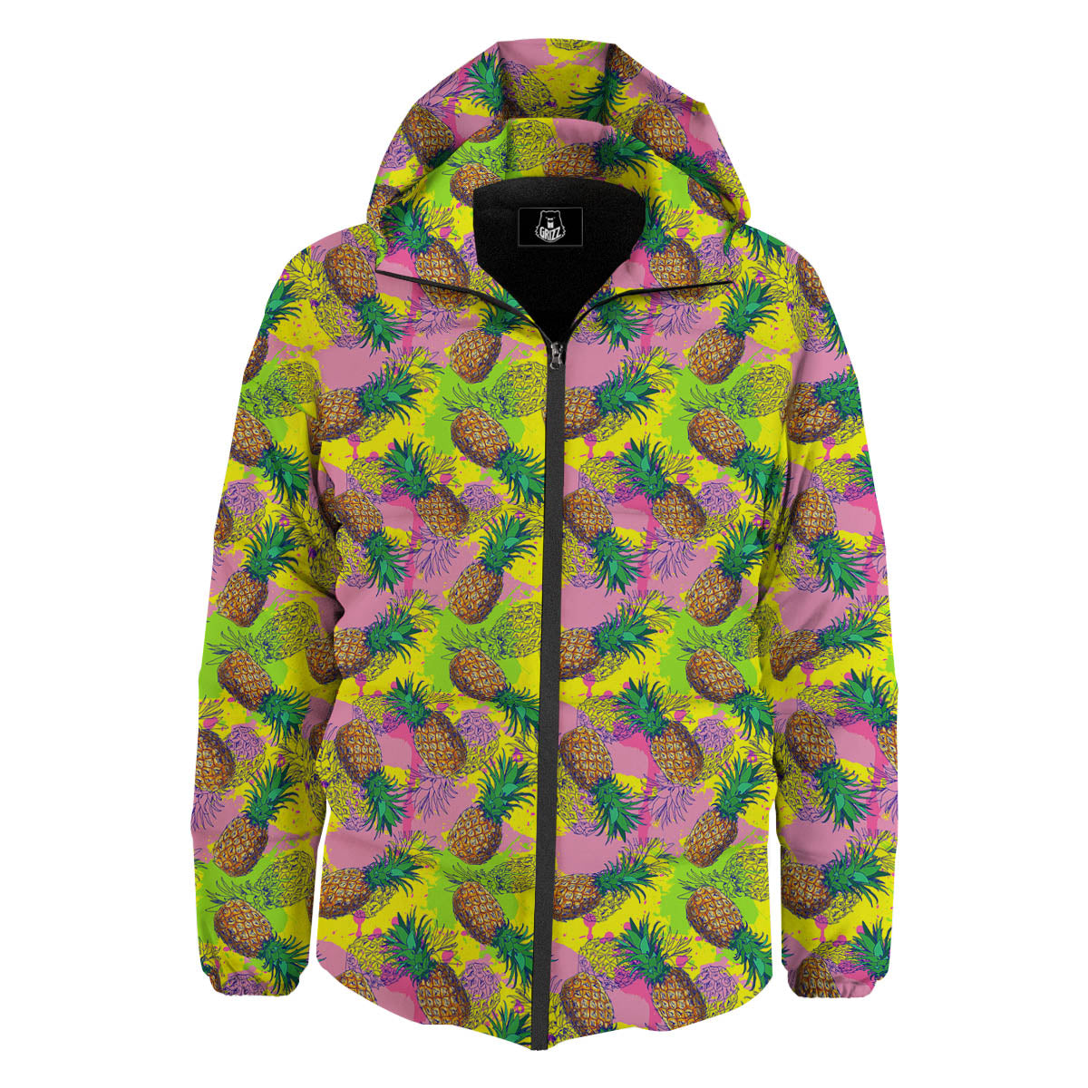 Pineapple Aloha Colorful Print Pattern Down Jacket-grizzshop