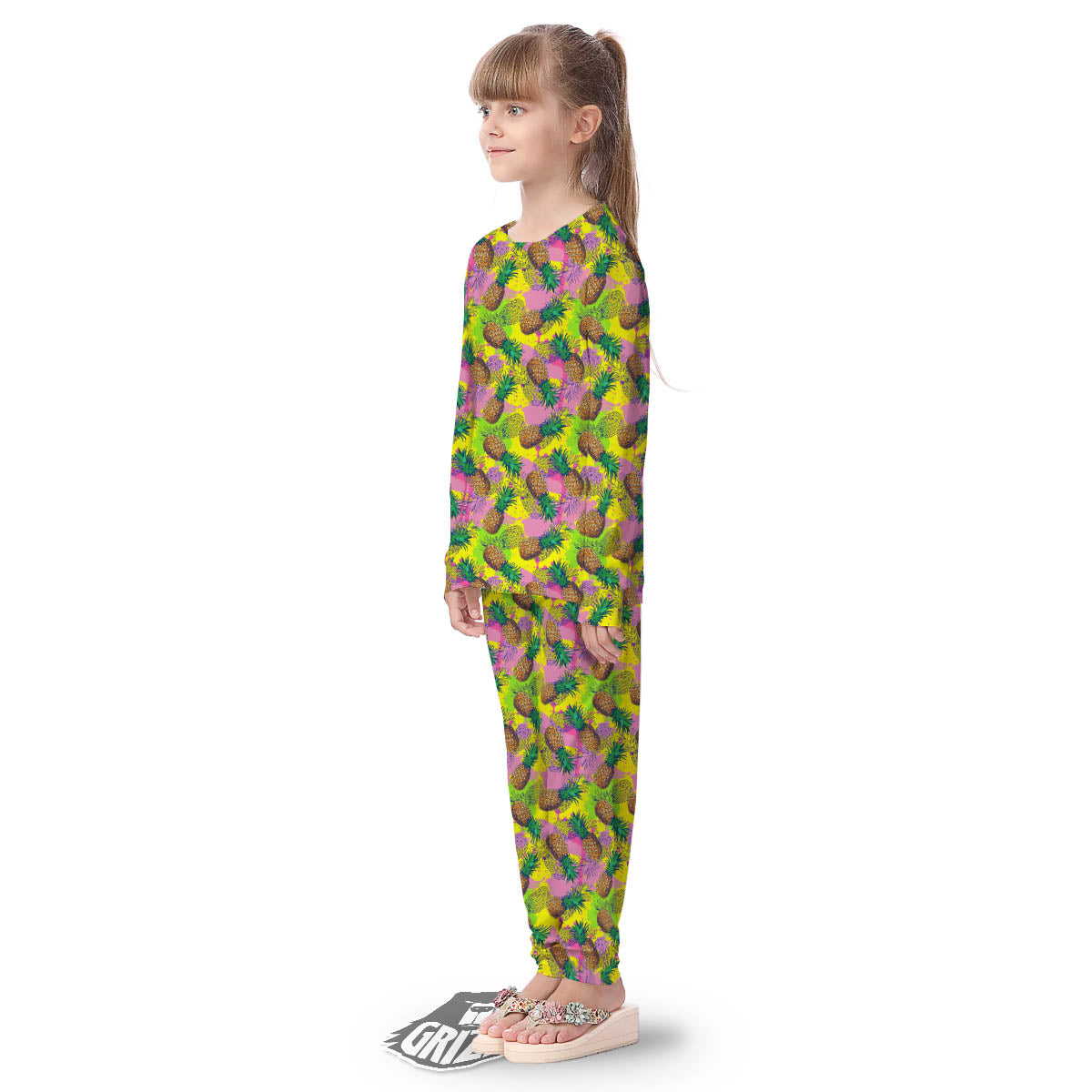 Pineapple Aloha Colorful Print Pattern Kid's Pajamas-grizzshop