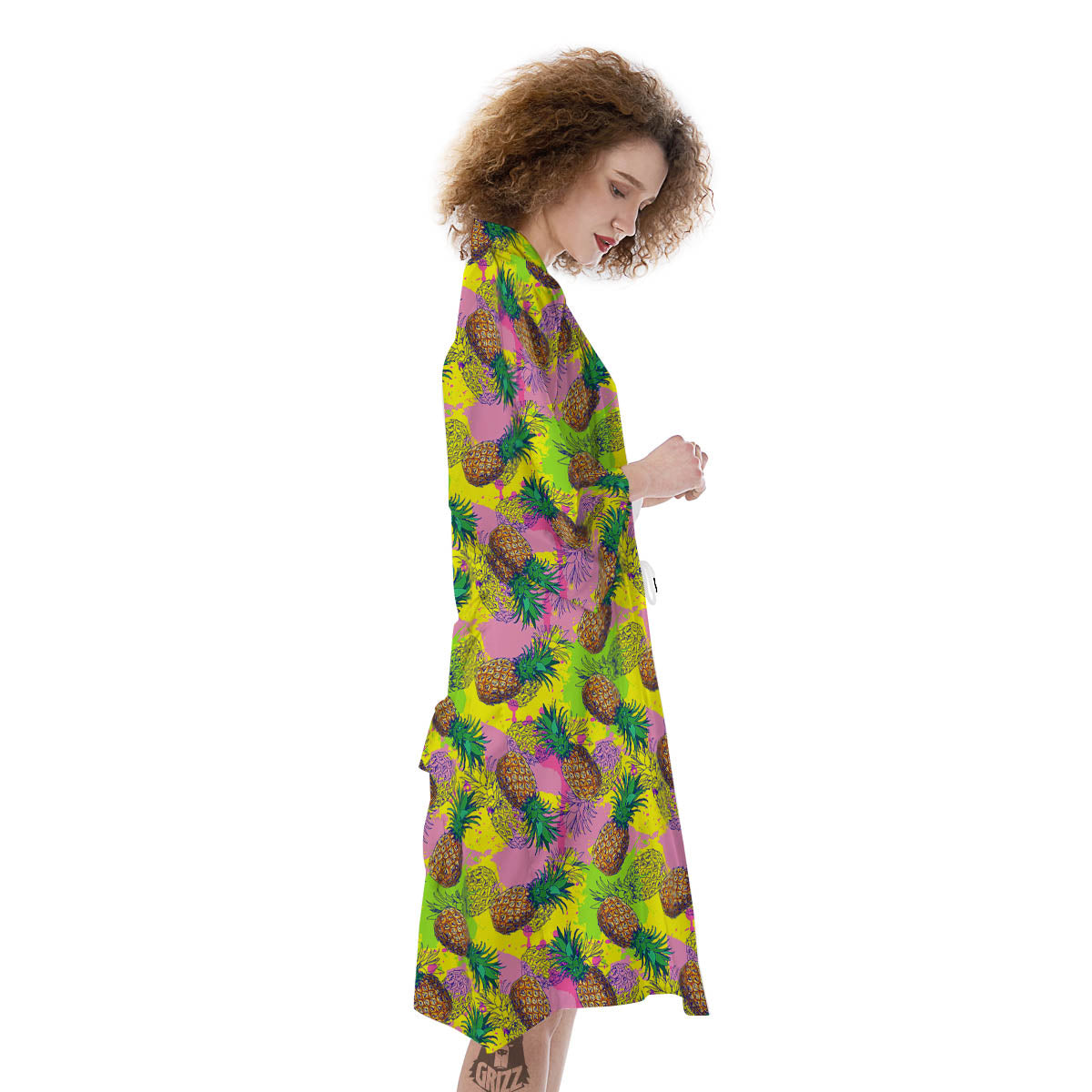 Pineapple Aloha Colorful Print Pattern Kimono-grizzshop