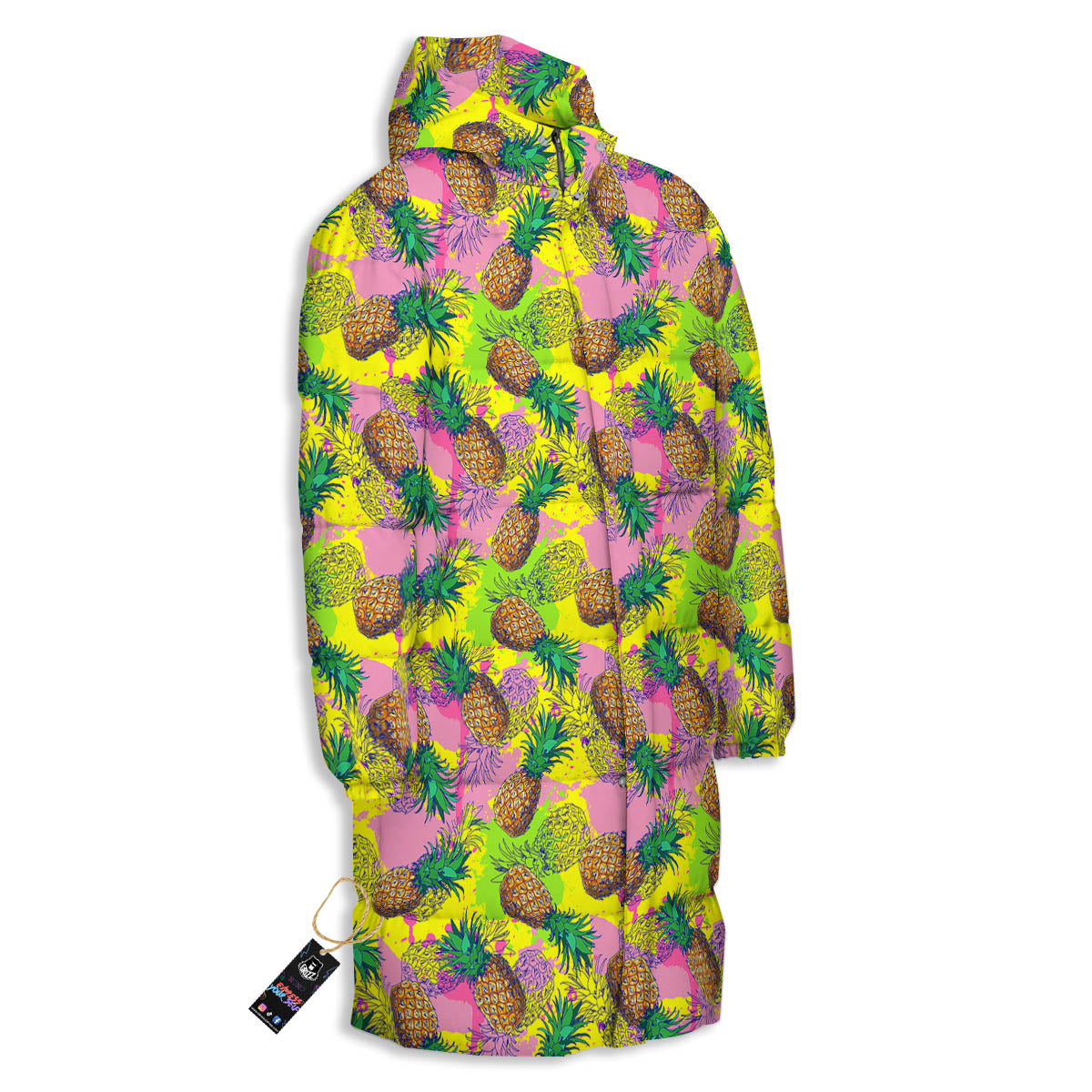 Pineapple Aloha Colorful Print Pattern Long Down Jacket-grizzshop