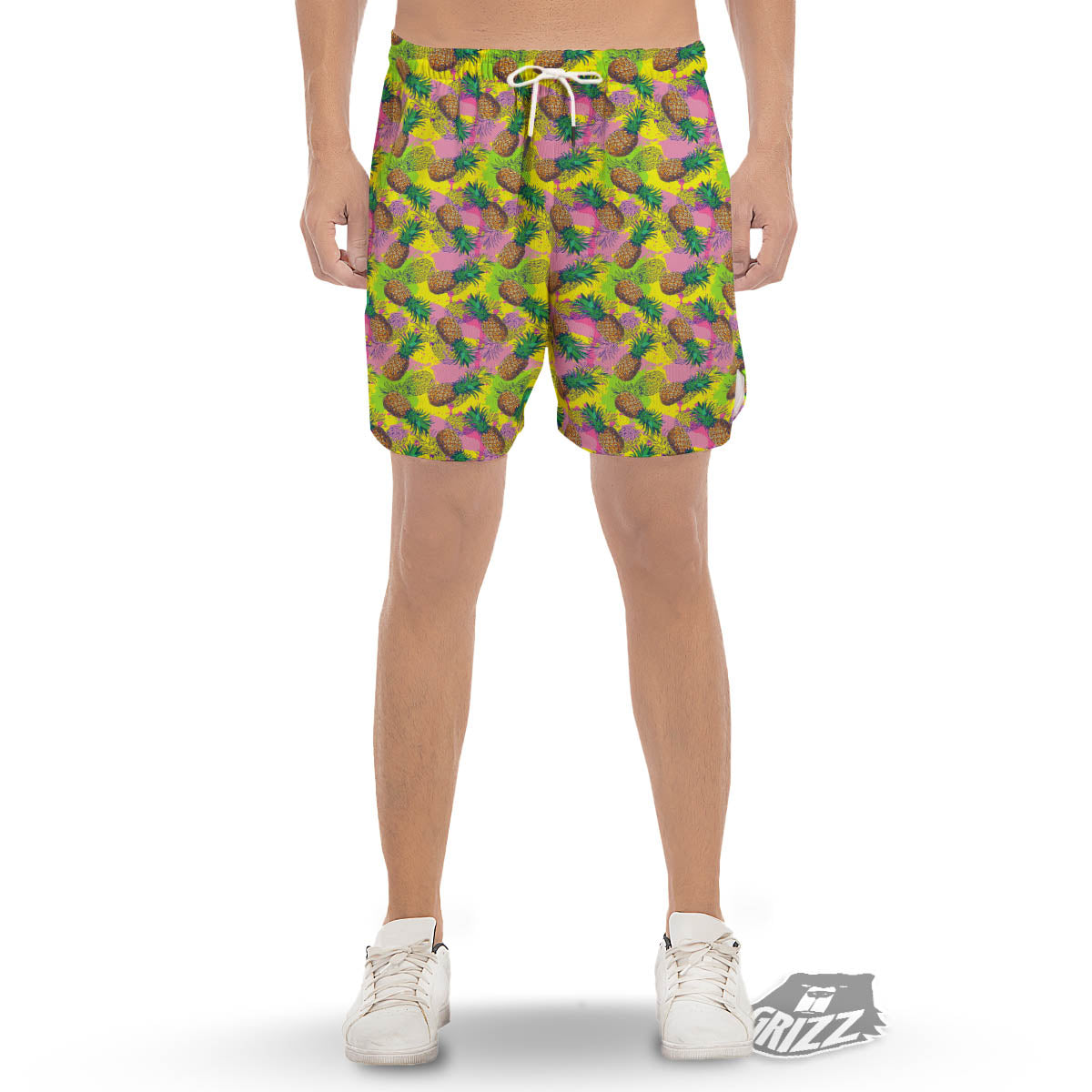 Pineapple Aloha Colorful Print Pattern Men's Gym Shorts-grizzshop
