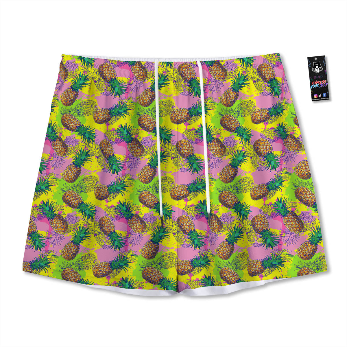 Paisley Blue And Gold Print Pattern Mesh Shorts