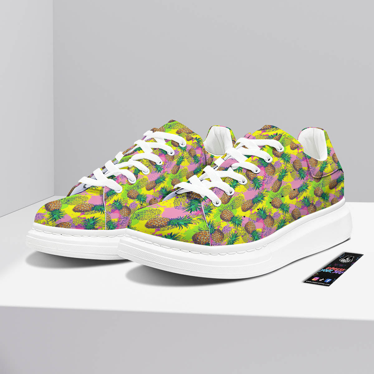 Pineapple Aloha Colorful Print Pattern Platform Shoes-grizzshop