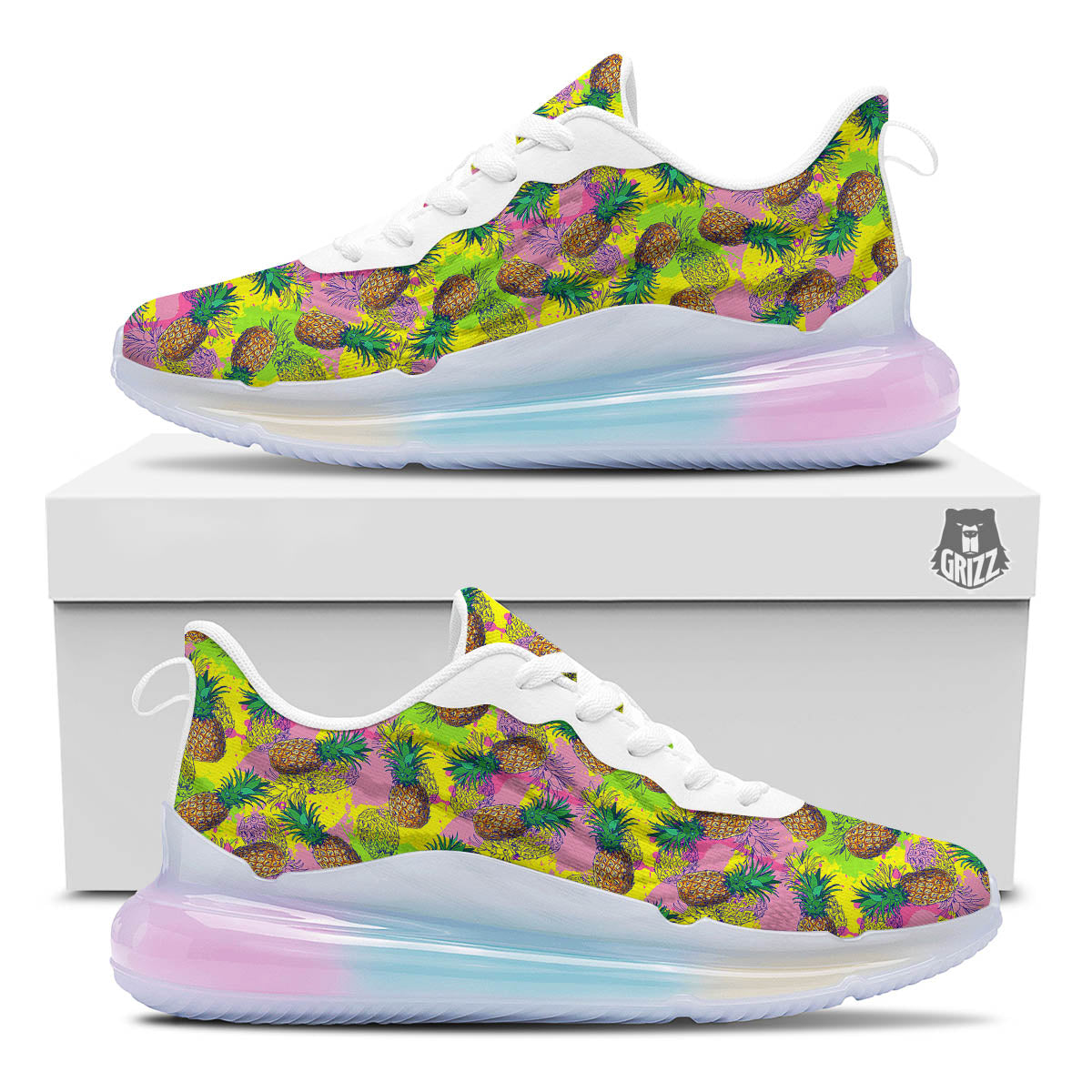 Pineapple Aloha Colorful Print Pattern Running Sneakers-grizzshop