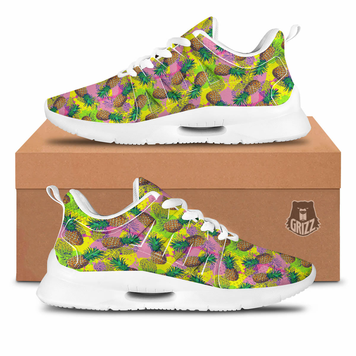 Pineapple Aloha Colorful Print Pattern Tennis Shoes-grizzshop