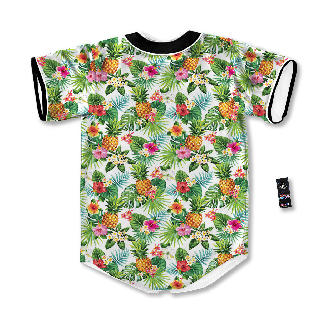 Pineapple Aloha Hawaiian Print Pattern Baseball Jersey-grizzshop