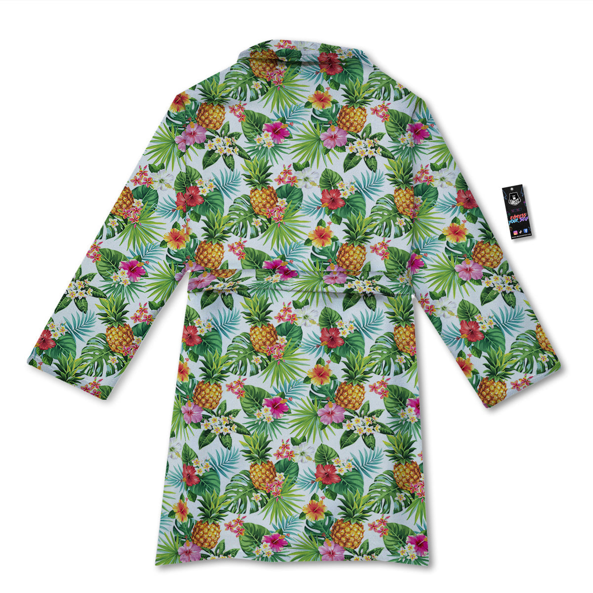 Pineapple Aloha Hawaiian Print Pattern Bathrobe-grizzshop