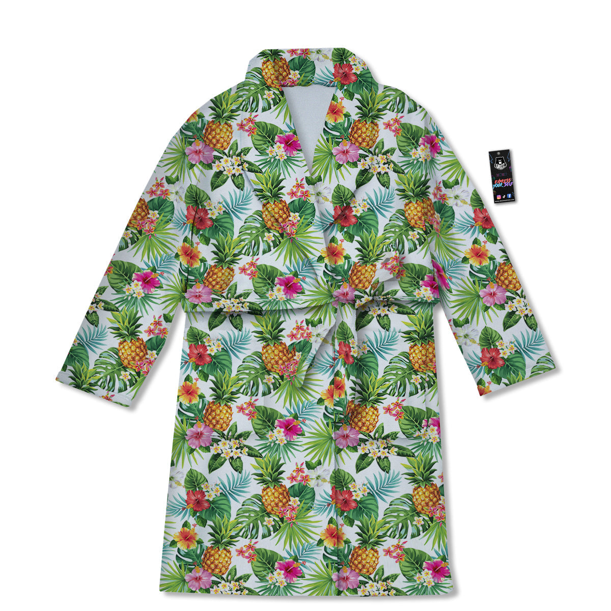 Pineapple Aloha Hawaiian Print Pattern Bathrobe-grizzshop