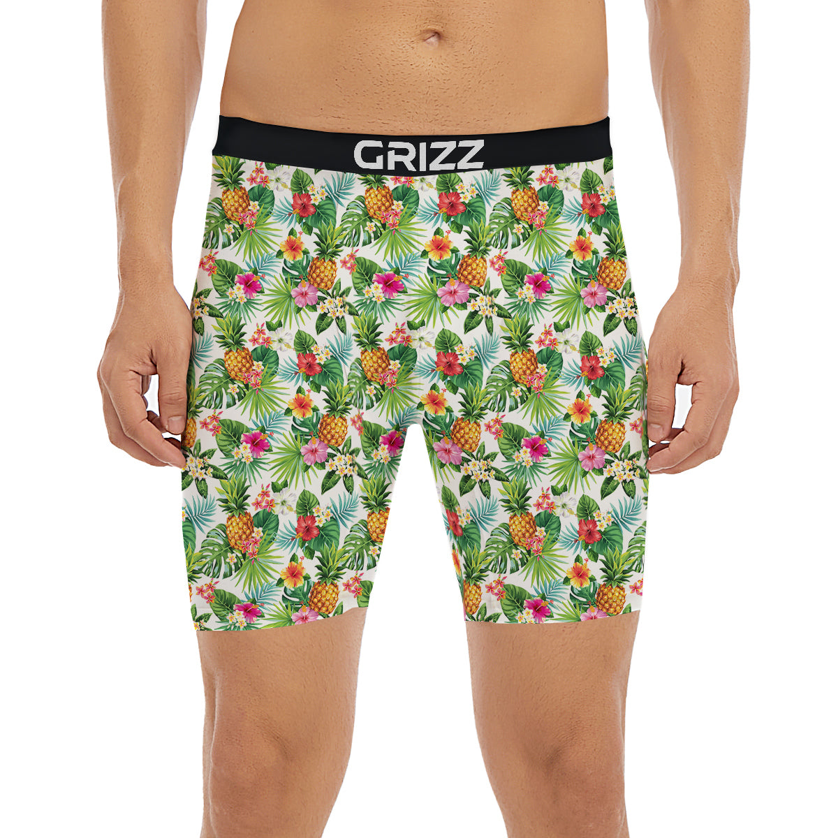 Pineapple Aloha Hawaiian Print Pattern Boxer Briefs-grizzshop