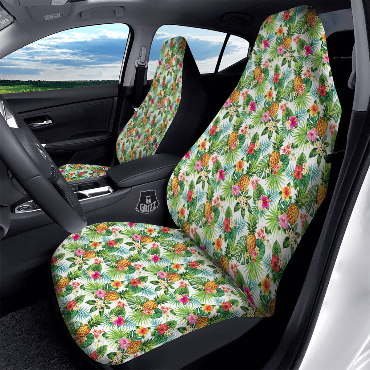 Pineapple Aloha Hawaiian Print Pattern Car Seat Covers-grizzshop