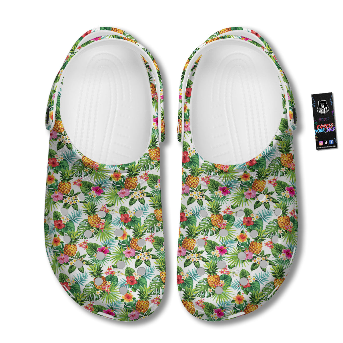 Pineapple Aloha Hawaiian Print Pattern Clog-grizzshop