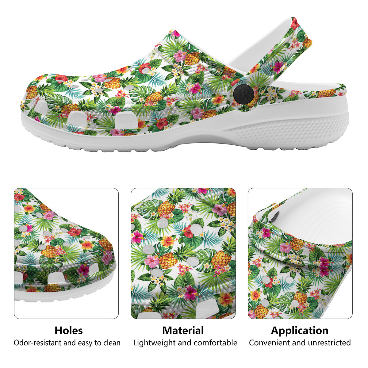 Pineapple Aloha Hawaiian Print Pattern Clog-grizzshop