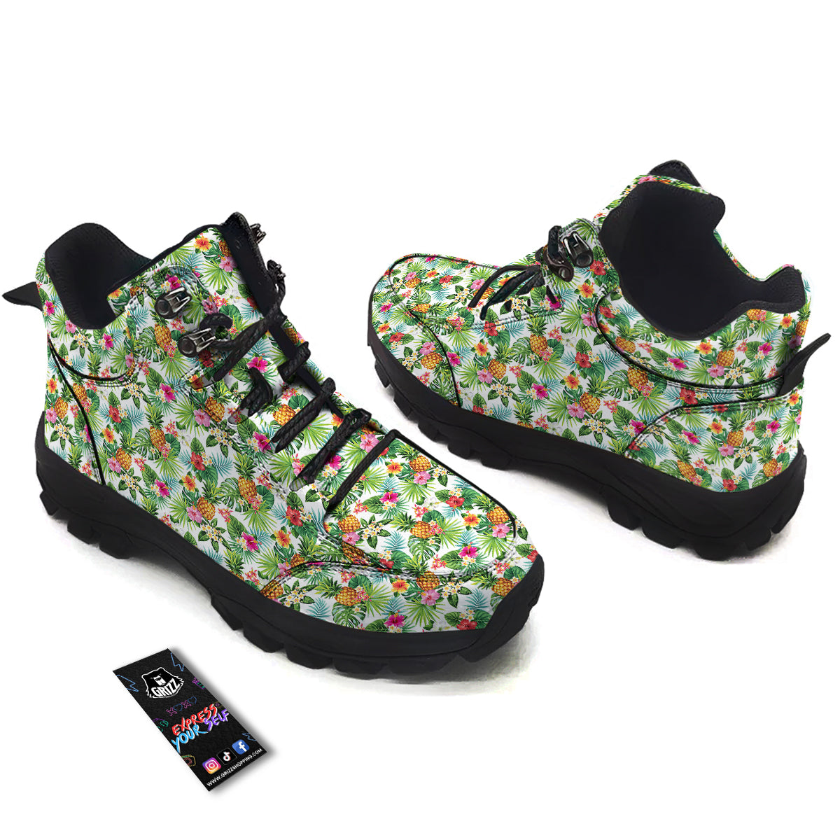 Pineapple Aloha Hawaiian Print Pattern Hiking Shoes-grizzshop