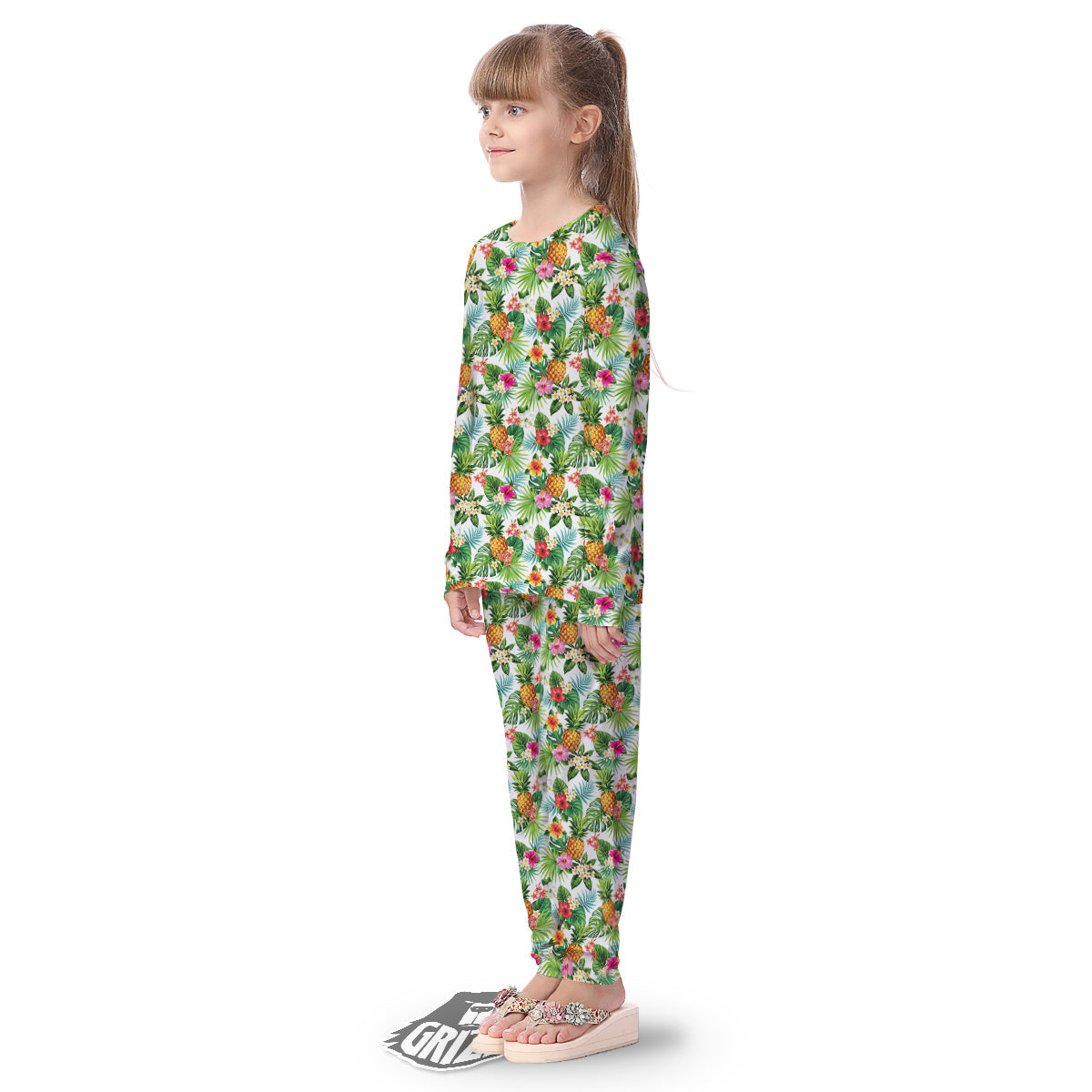 Pineapple Aloha Hawaiian Print Pattern Kid's Pajamas-grizzshop