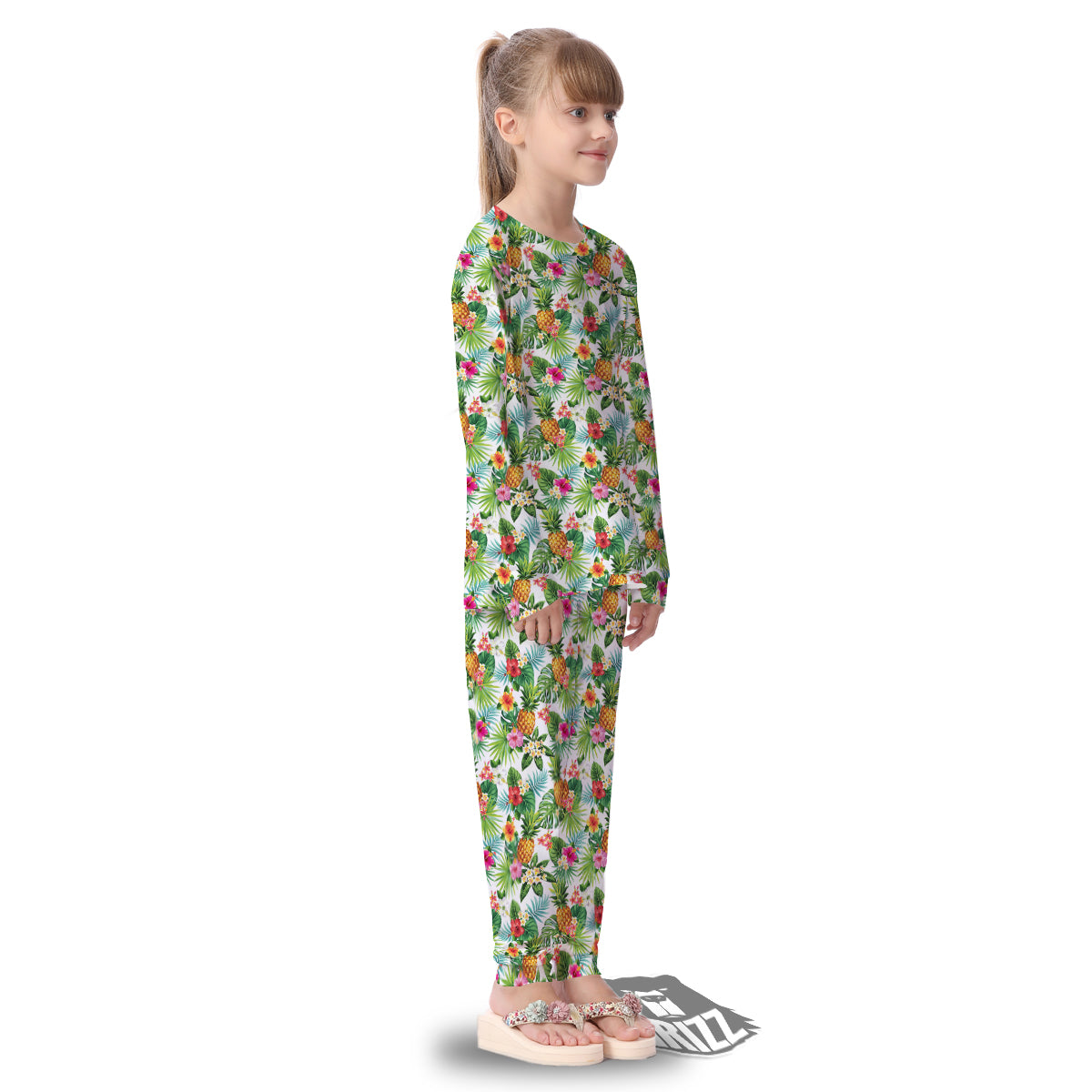 Pineapple Aloha Hawaiian Print Pattern Kid's Pajamas-grizzshop