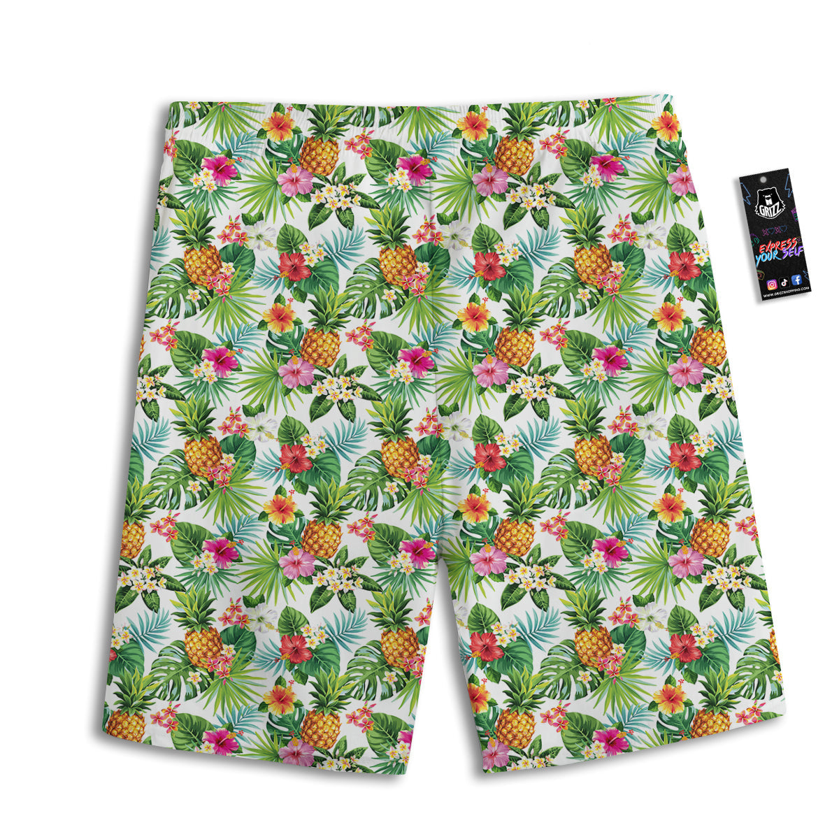 Pineapple Aloha Hawaiian Print Pattern Men's Athletic Shorts