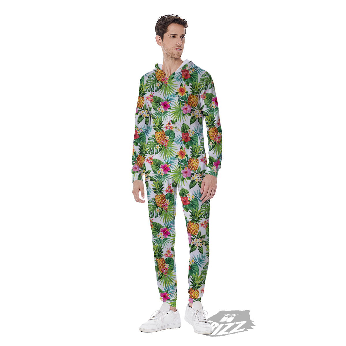 Pineapple Aloha Hawaiian Print Pattern Men's Jumpsuit-grizzshop