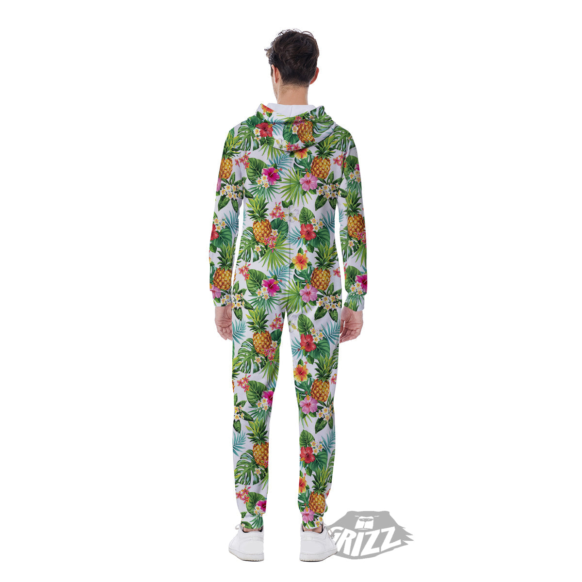 Pineapple Aloha Hawaiian Print Pattern Men's Jumpsuit-grizzshop