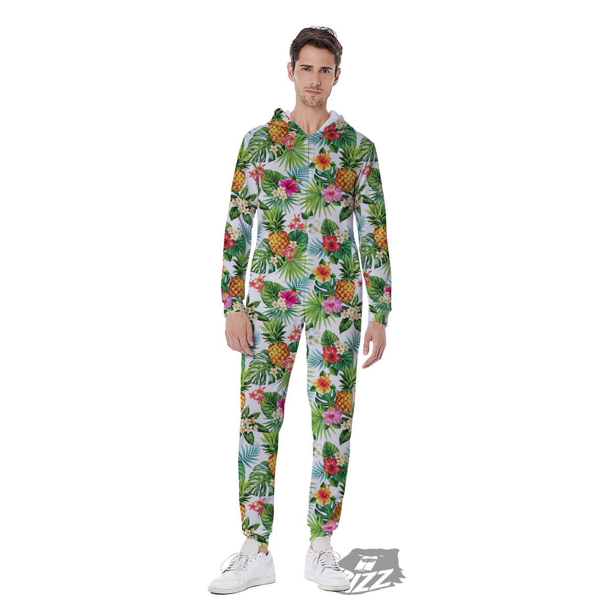 Pineapple Aloha Hawaiian Print Pattern Men's Jumpsuit-grizzshop