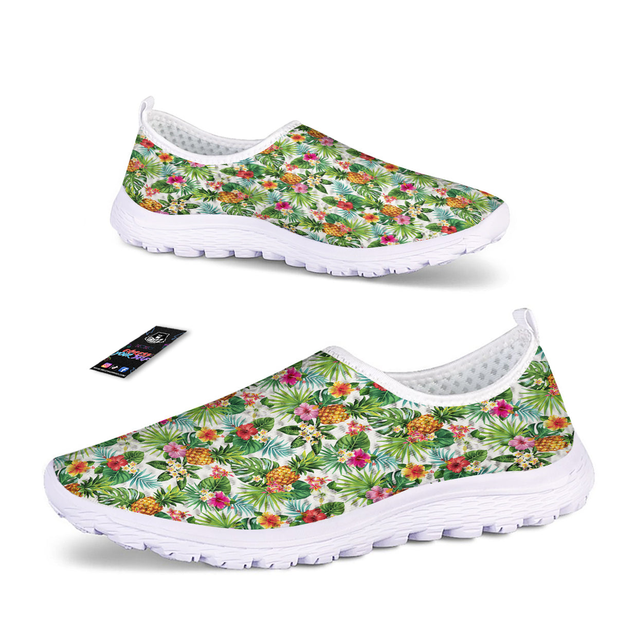 Pineapple Aloha Hawaiian Print Pattern Nurse Shoes-grizzshop