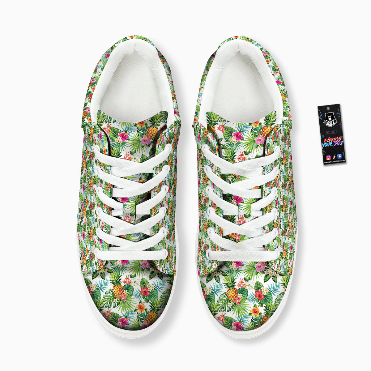 Pineapple Aloha Hawaiian Print Pattern Platform Shoes-grizzshop