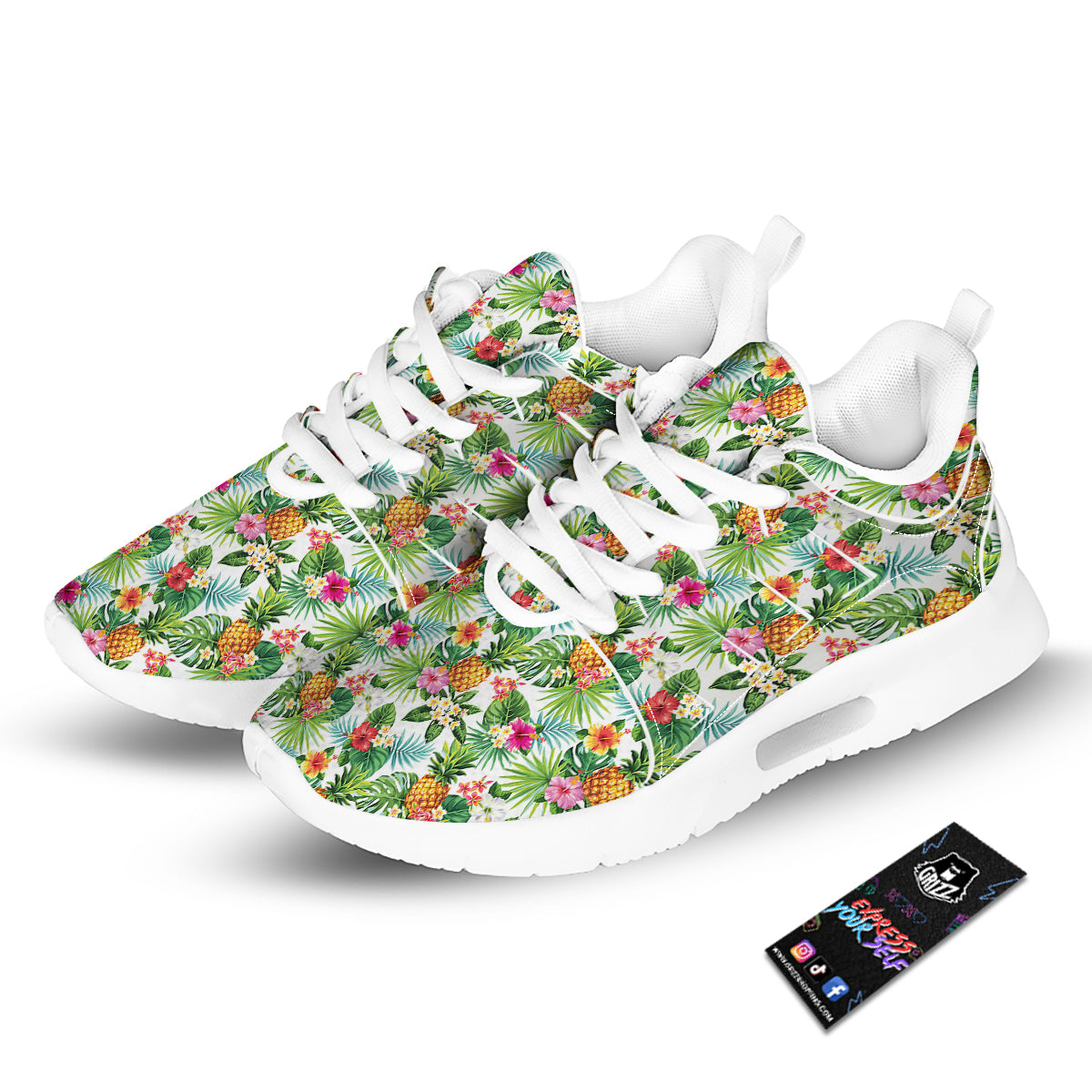Pineapple Aloha Hawaiian Print Pattern Tennis Shoes-grizzshop