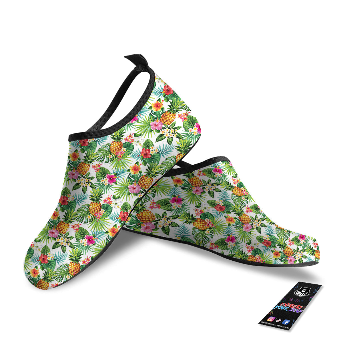 Pineapple Aloha Hawaiian Print Pattern Water Shoes-grizzshop