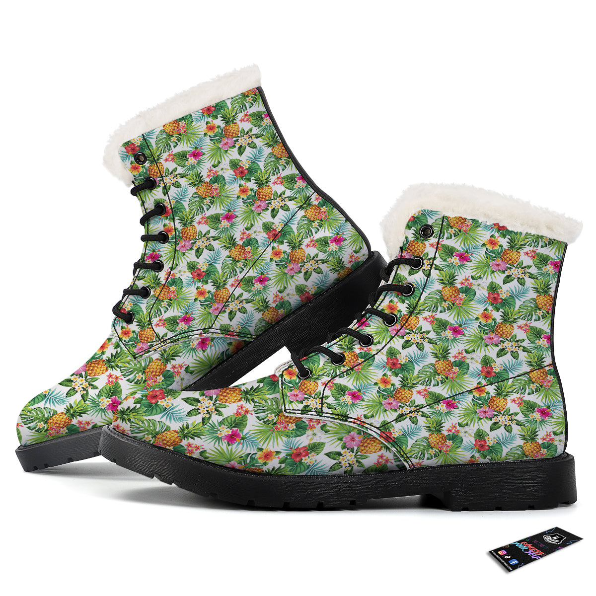Pineapple Aloha Hawaiian Print Pattern Winter Boots-grizzshop