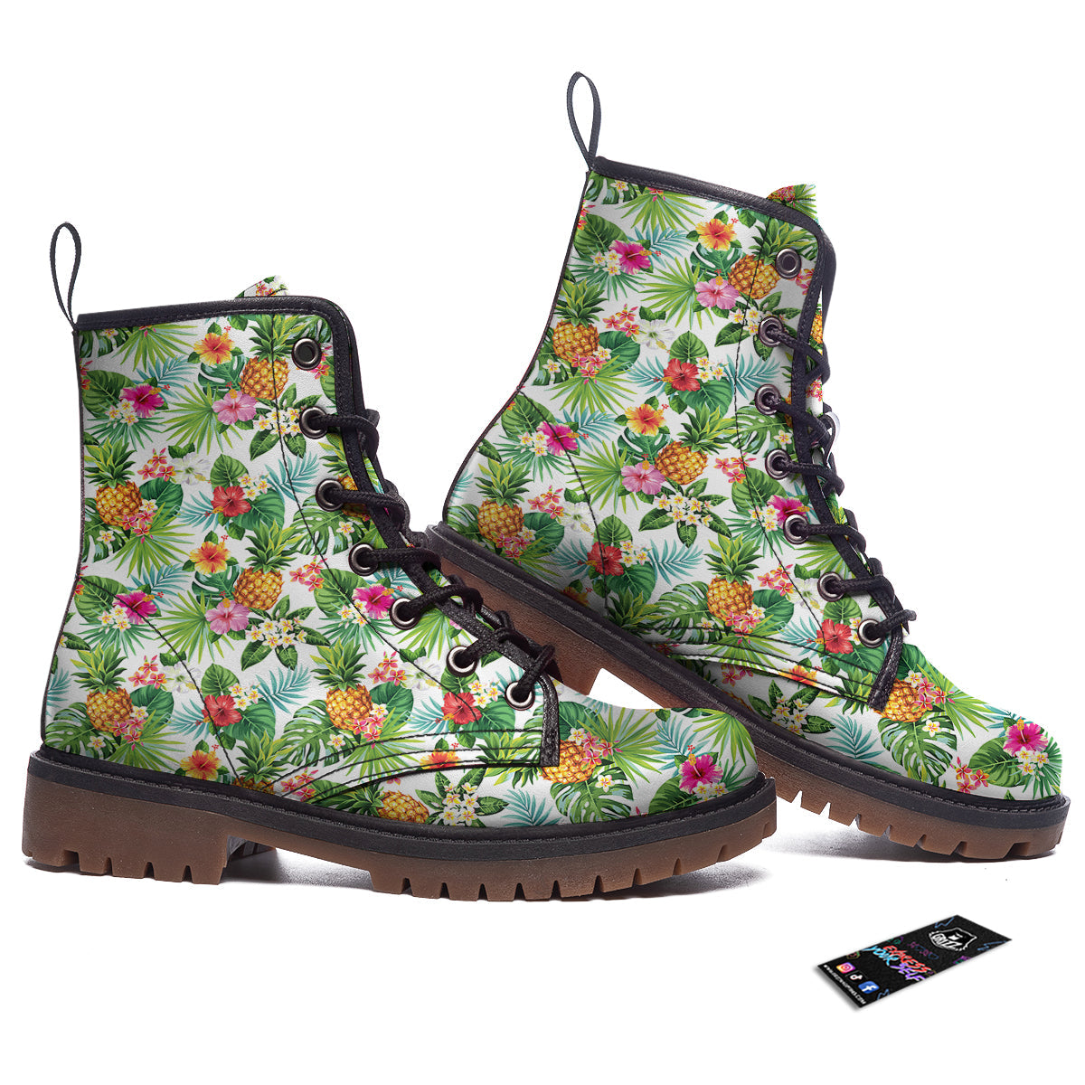Pineapple Aloha Hawaiian Print Pattern Work Boots-grizzshop