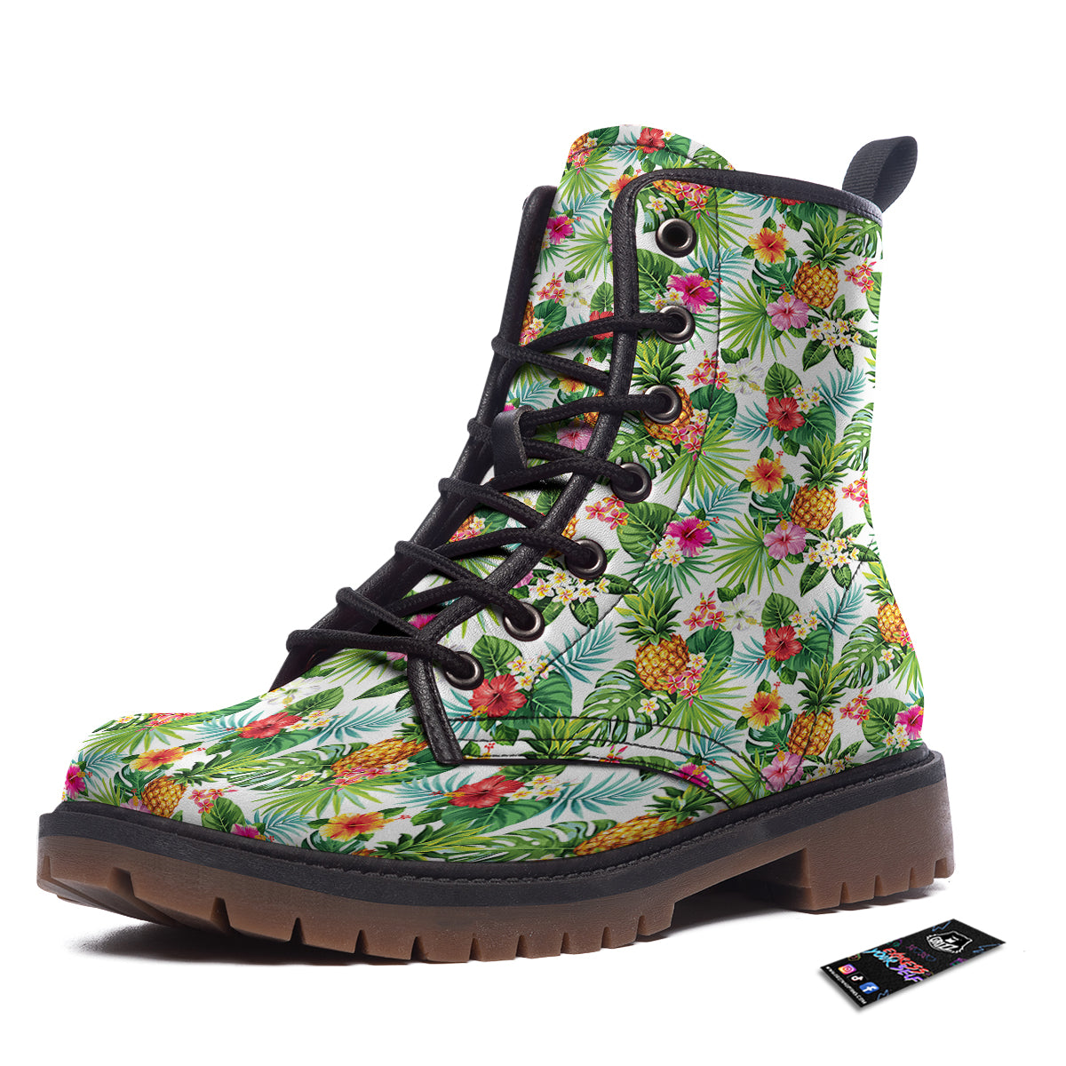 Pineapple Aloha Hawaiian Print Pattern Work Boots-grizzshop