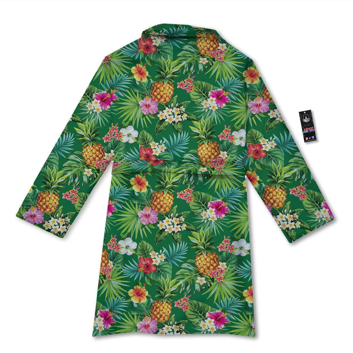 Pineapple Aloha Hibiscus Print Pattern Bathrobe-grizzshop