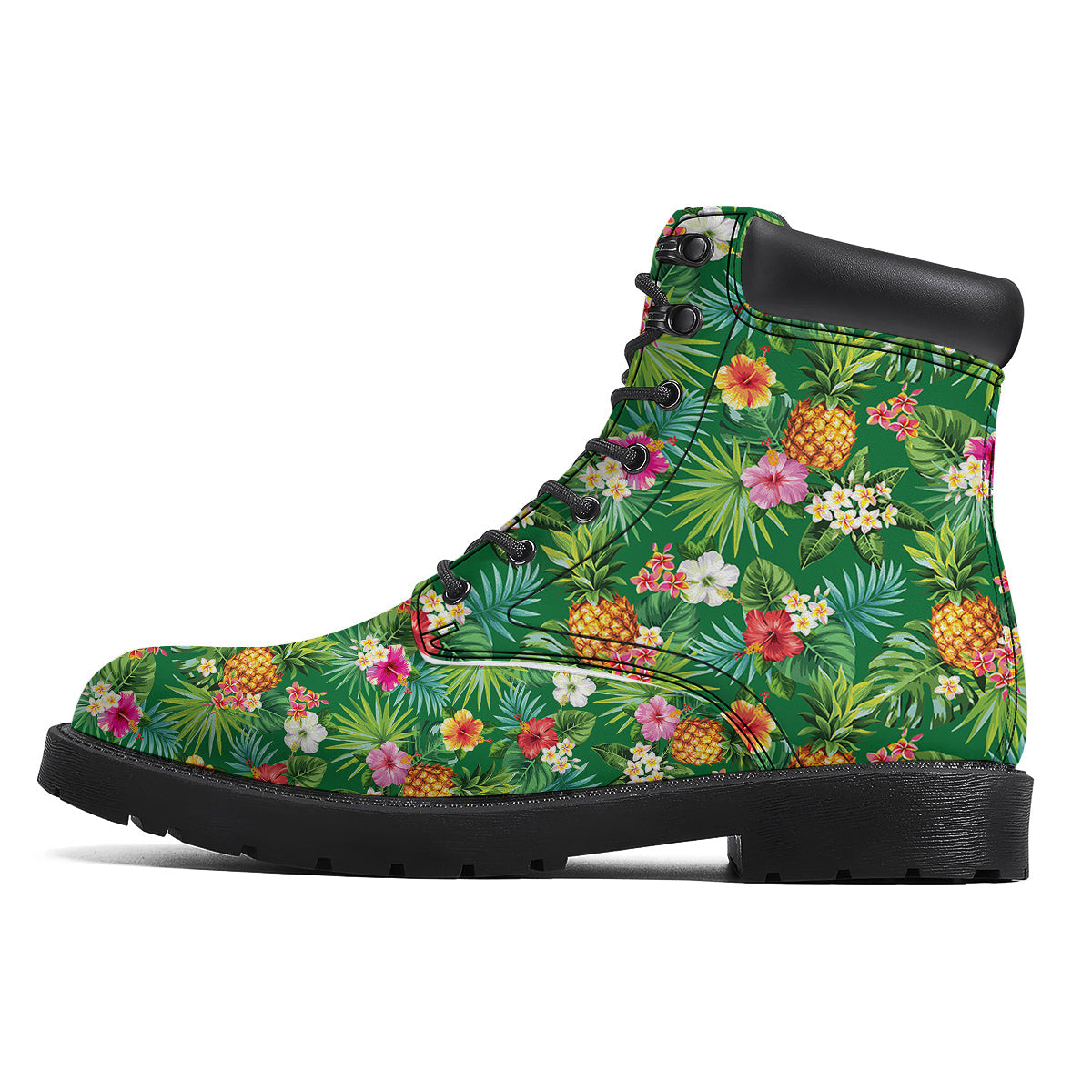 Pineapple Aloha Hibiscus Print Pattern Boots-grizzshop