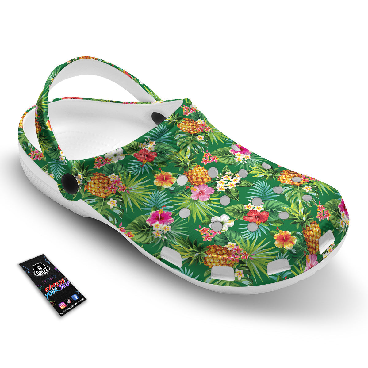 Pineapple Aloha Hibiscus Print Pattern Clog-grizzshop