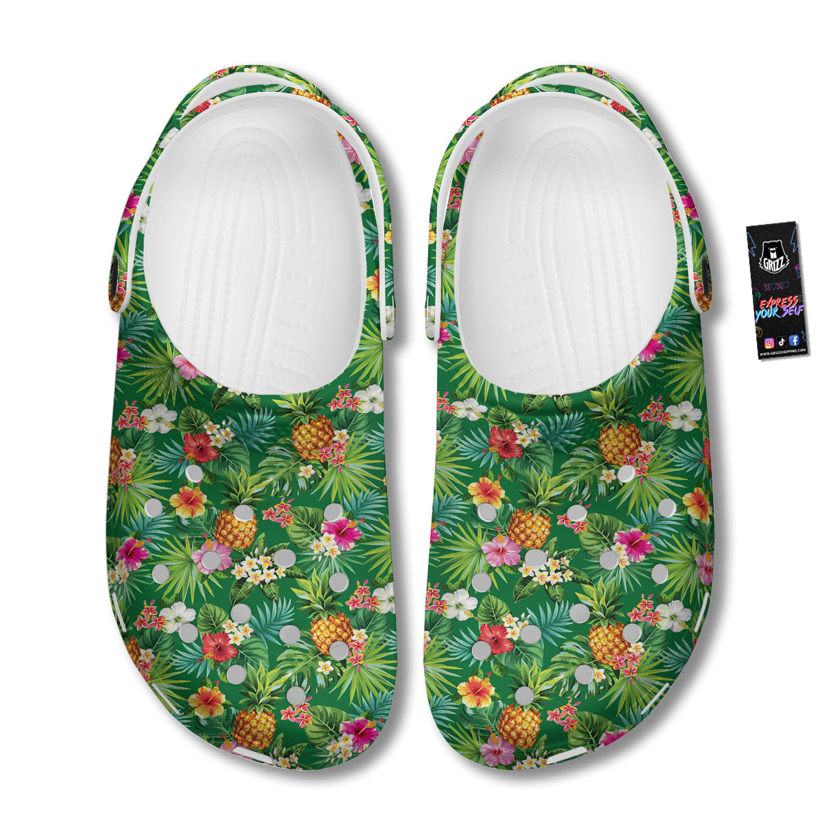 Pineapple Aloha Hibiscus Print Pattern Clog-grizzshop