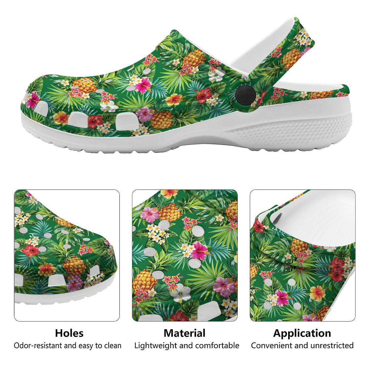 Pineapple Aloha Hibiscus Print Pattern Clog-grizzshop