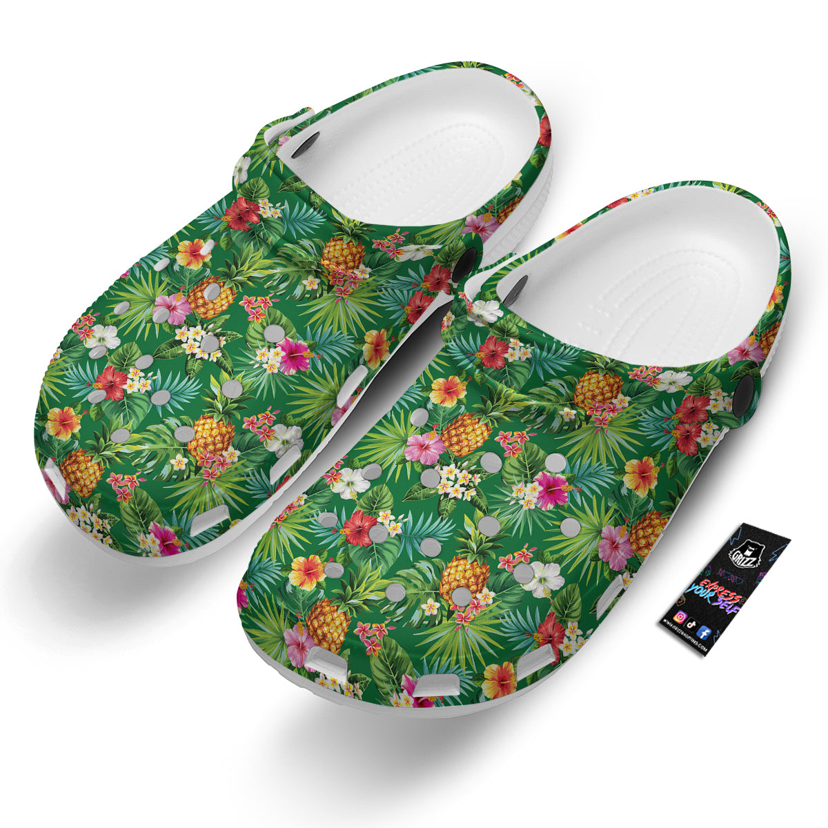 Pineapple Aloha Hibiscus Print Pattern Clog-grizzshop