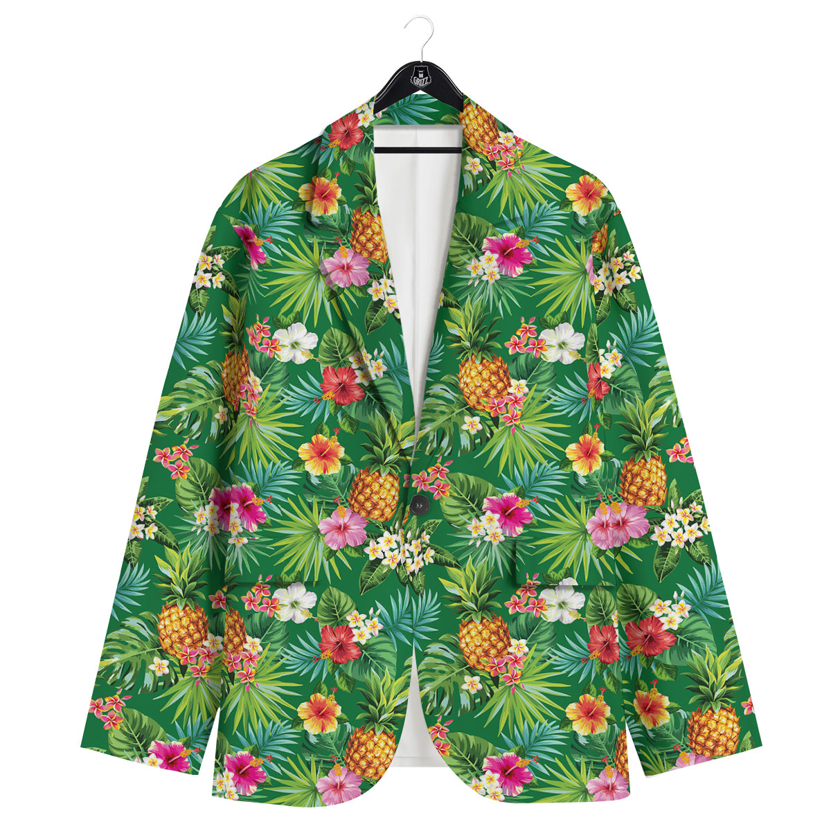 Pineapple Aloha Hibiscus Print Pattern Men's Sport Coat-grizzshop