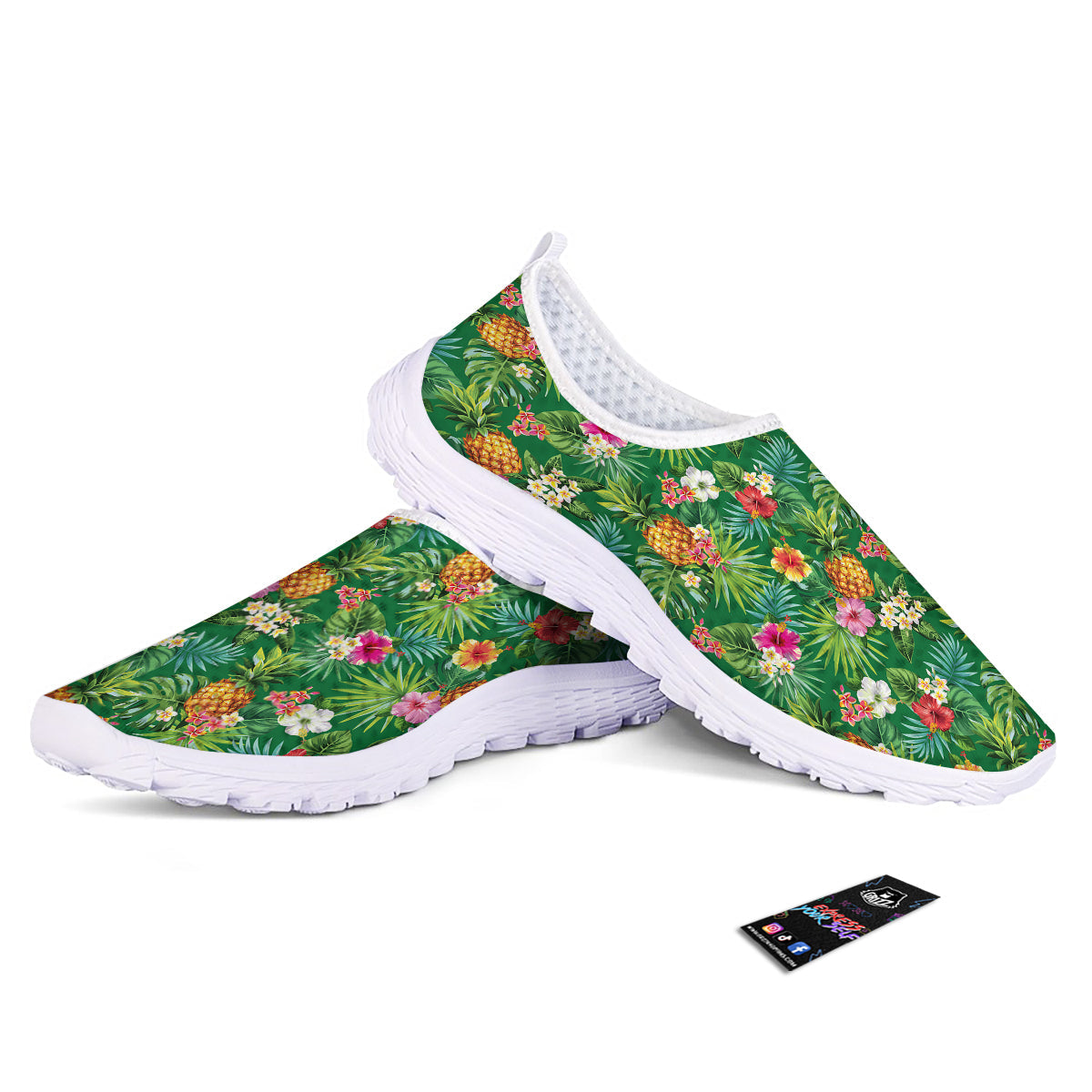 Pineapple Aloha Hibiscus Print Pattern Nurse Shoes-grizzshop