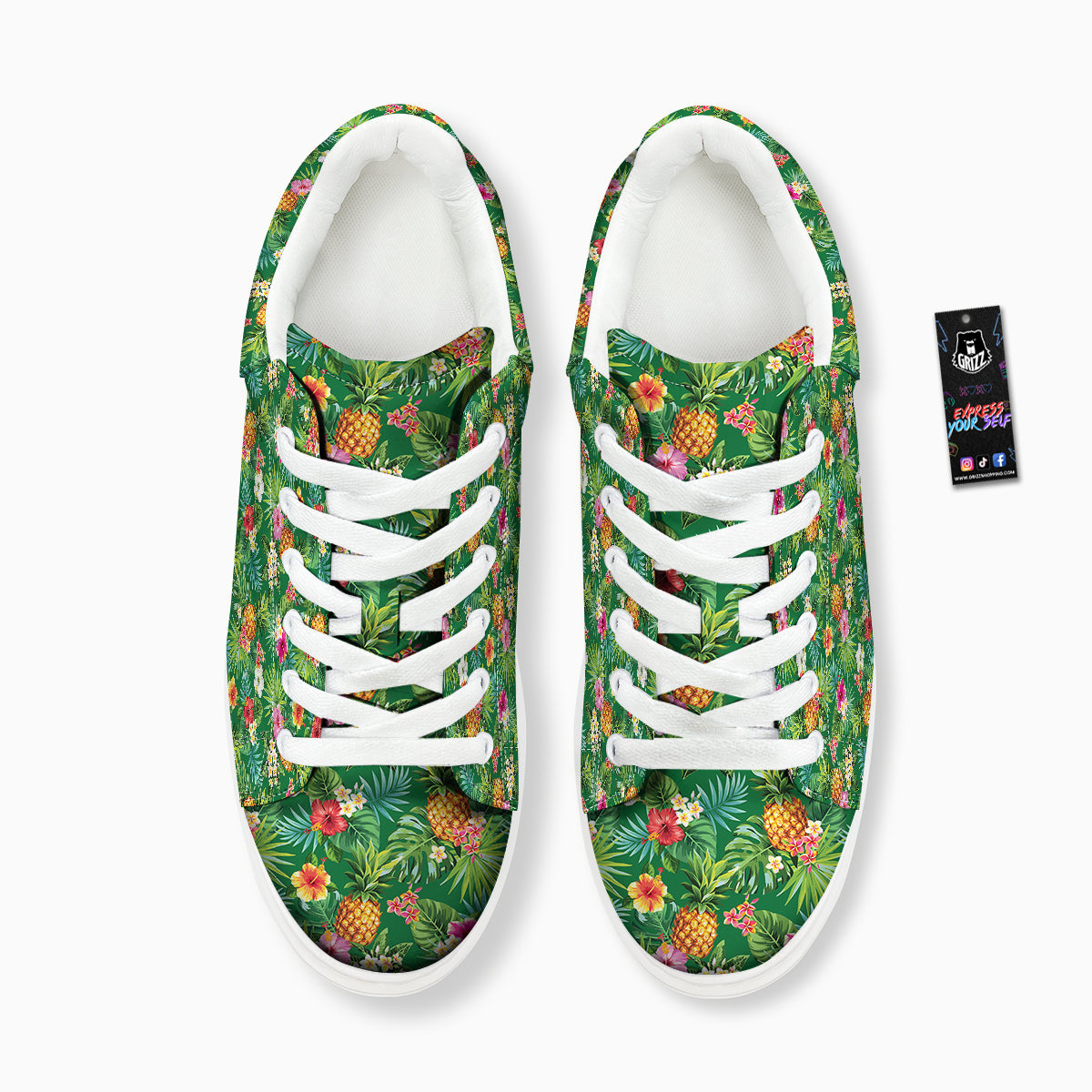 Pineapple Aloha Hibiscus Print Pattern Platform Shoes-grizzshop