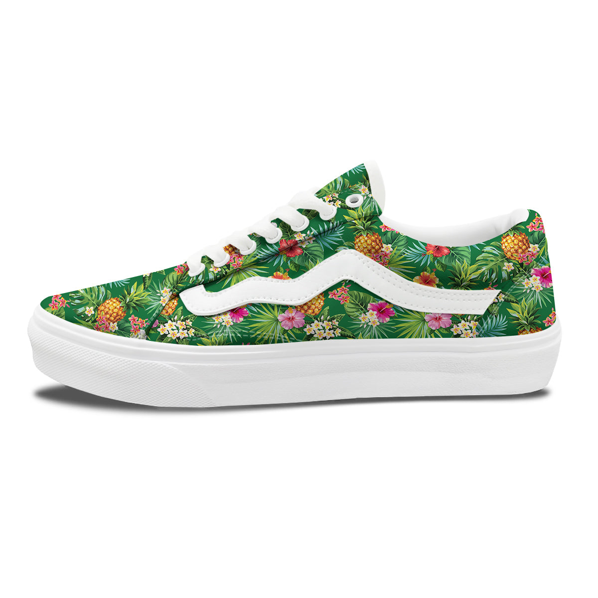 Pineapple Aloha Hibiscus Print Pattern Skate Shoes-grizzshop