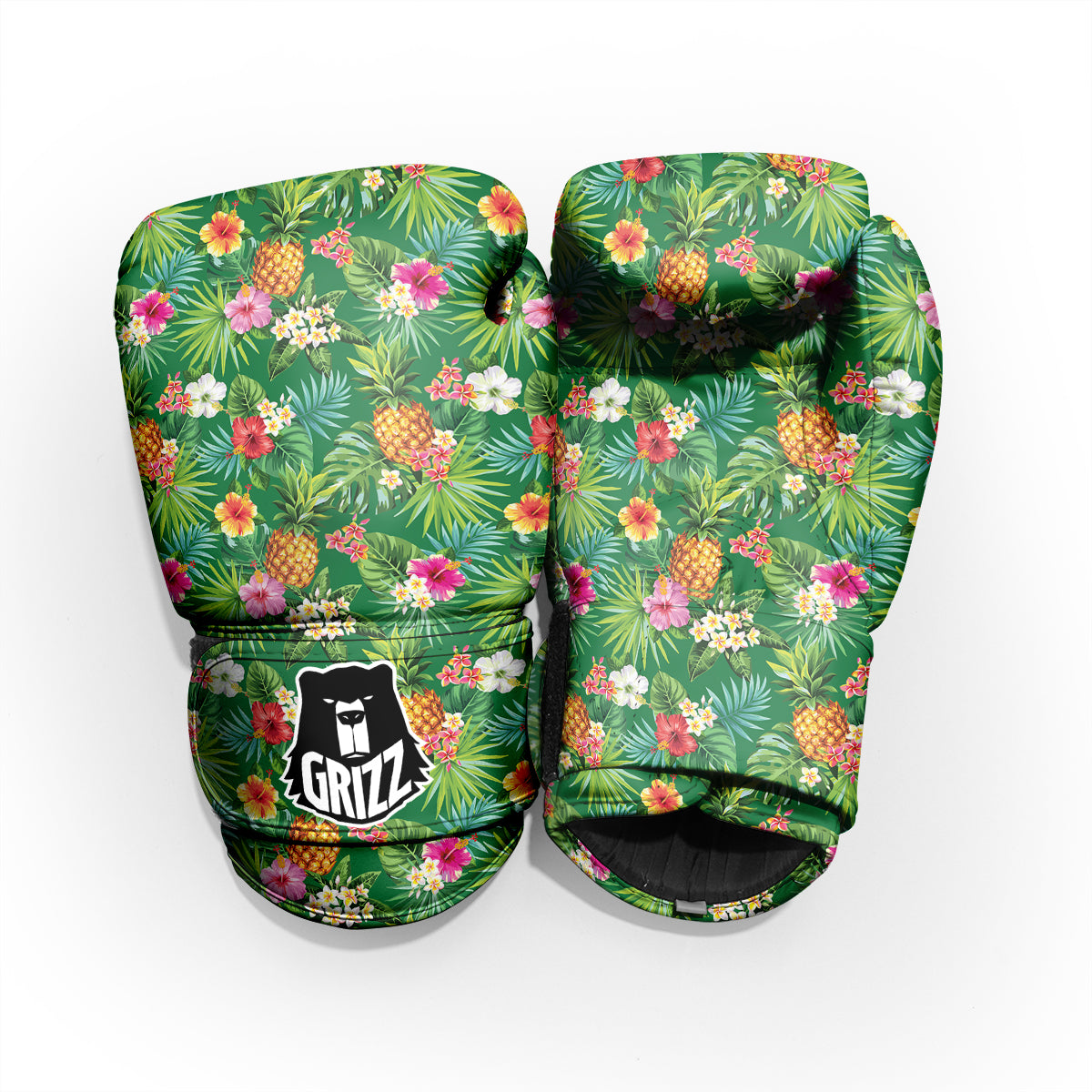 Pineapple Aloha Hibiscus Print Pattern Pro Boxing Glove