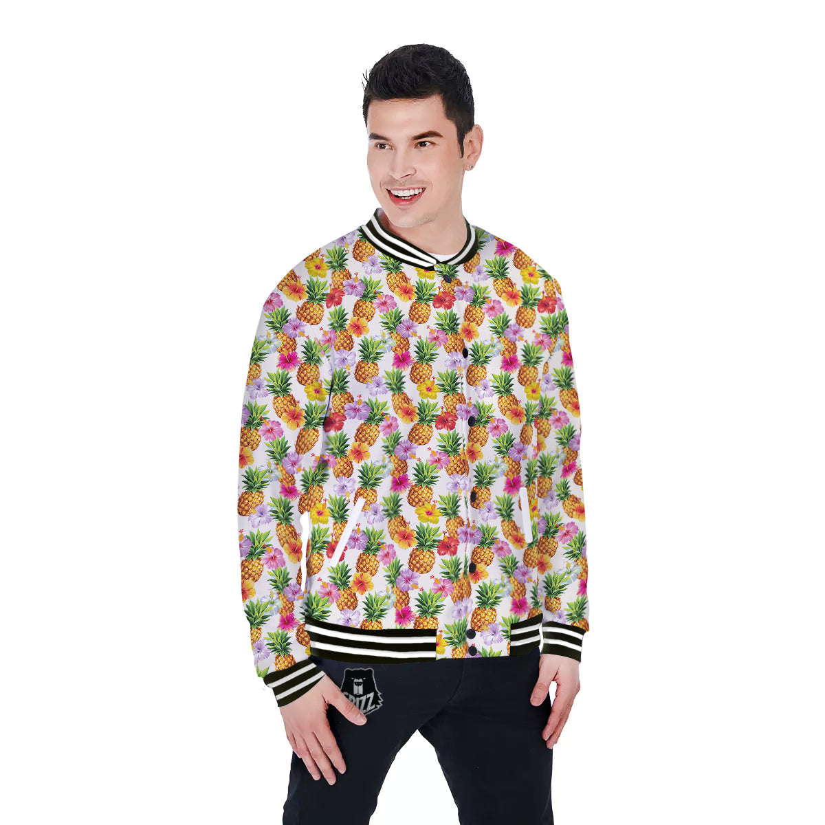 Pineapple Aloha Summer Print Pattern Baseball Jacket-grizzshop