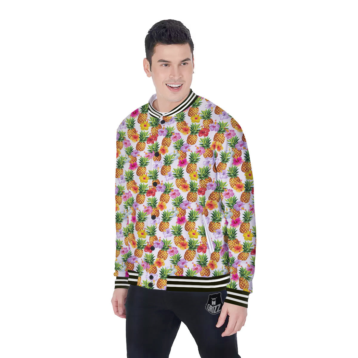 Pineapple Aloha Summer Print Pattern Baseball Jacket-grizzshop