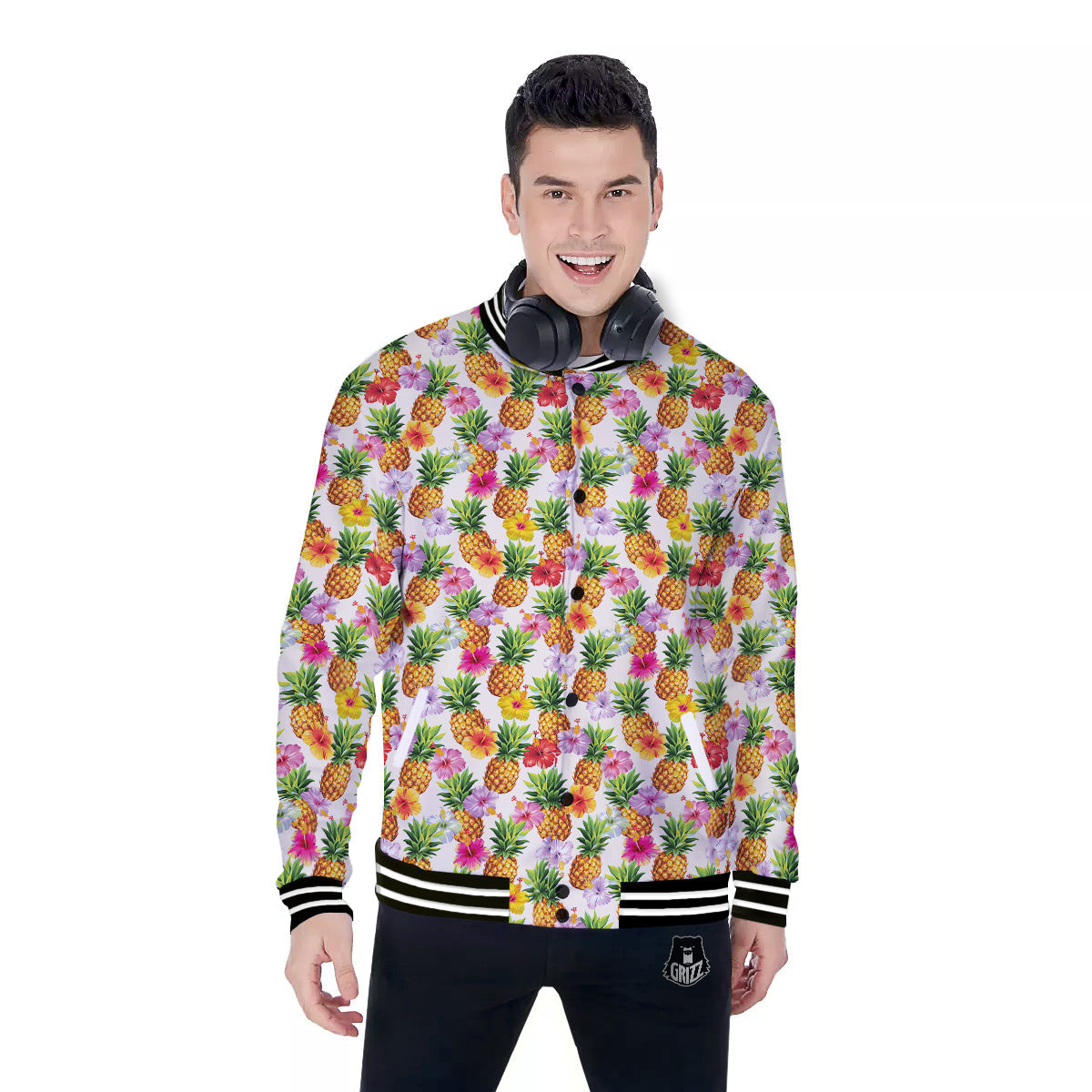Pineapple Aloha Summer Print Pattern Baseball Jacket-grizzshop