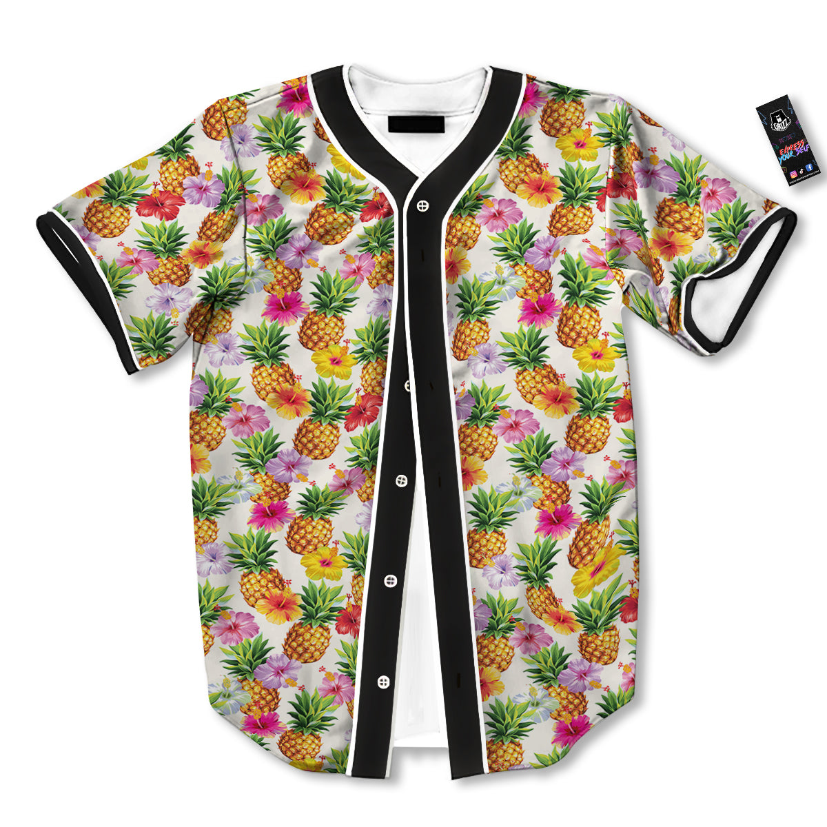 Pineapple Aloha Summer Print Pattern Baseball Jersey-grizzshop