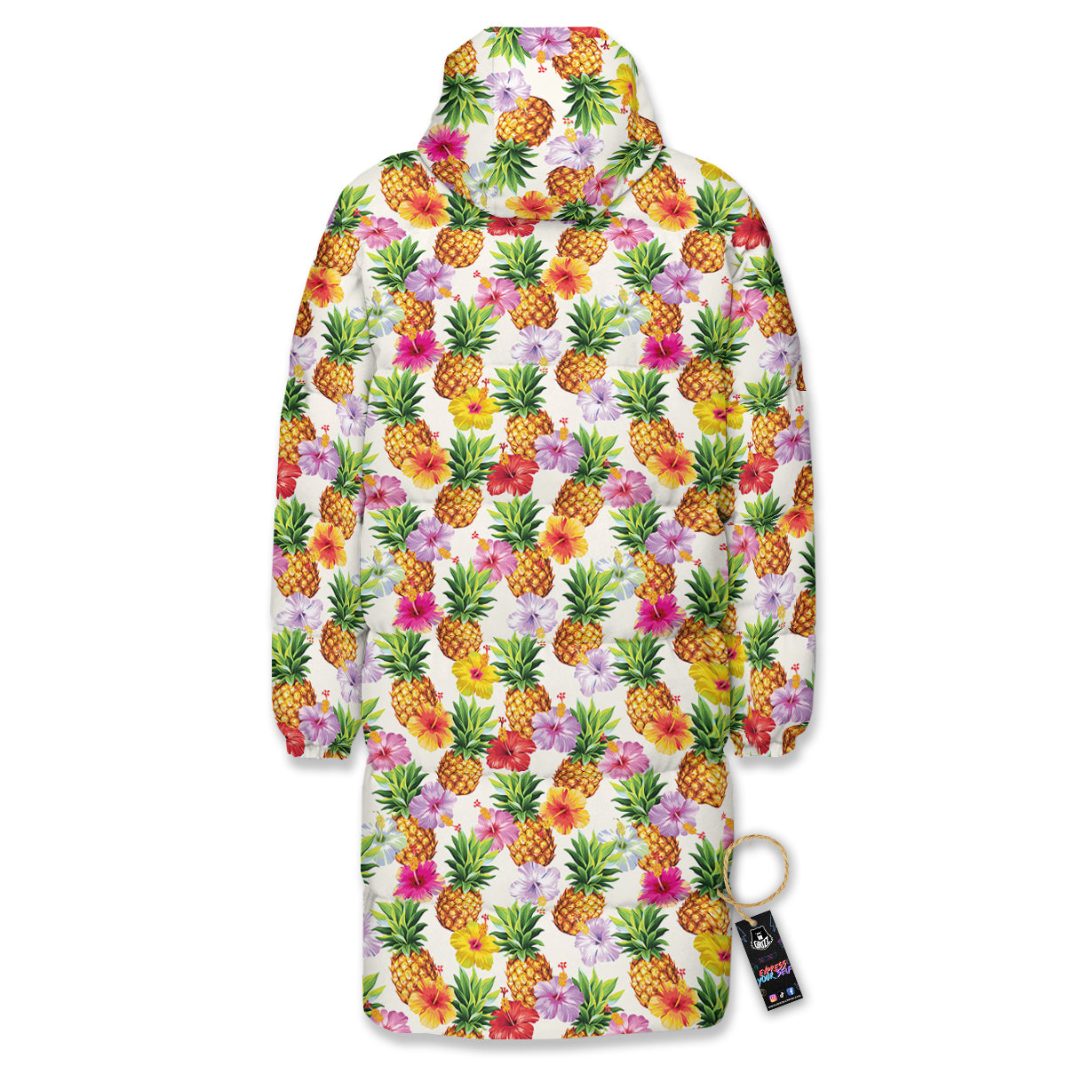 Pineapple Aloha Summer Print Pattern Long Down Jacket-grizzshop
