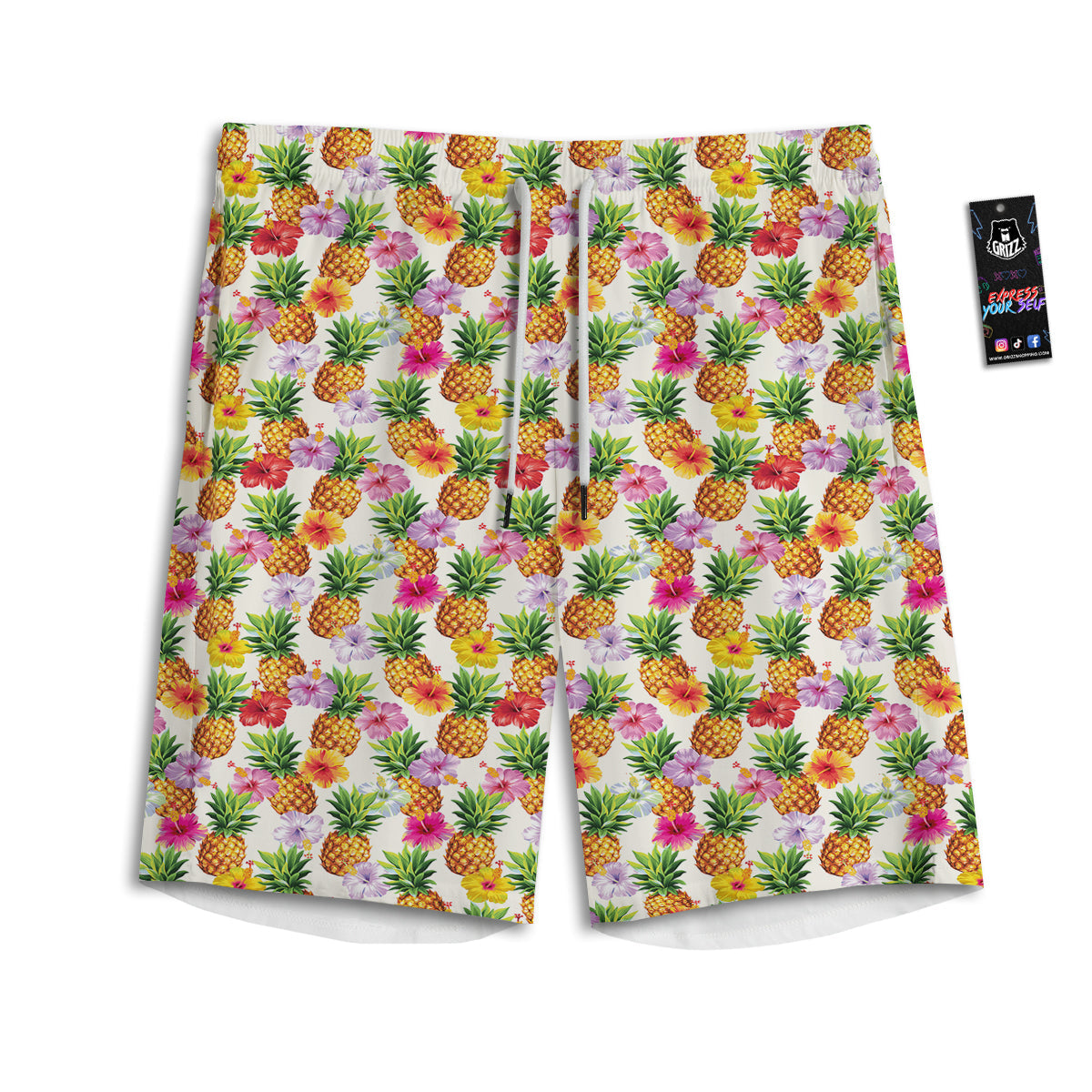 Pineapple Aloha Summer Print Pattern Men's Athletic Shorts